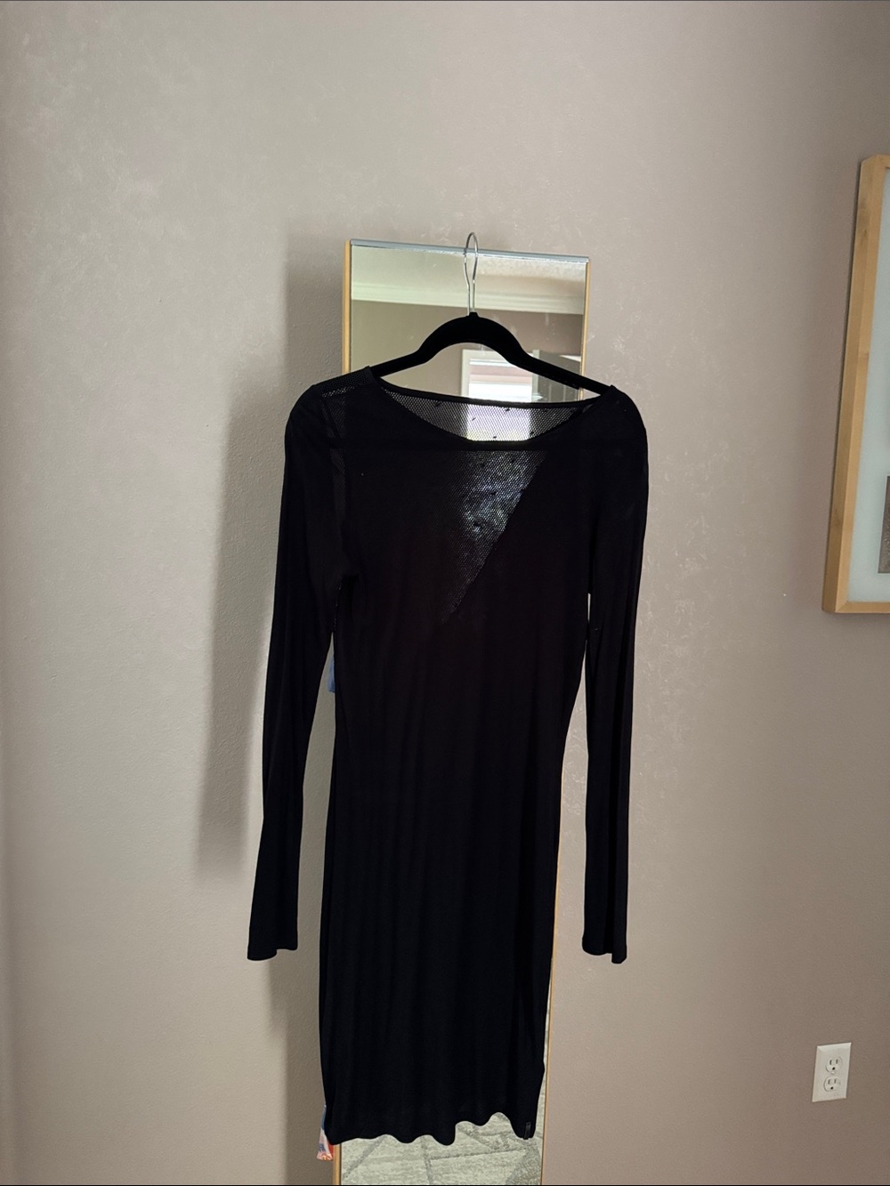 Diesel Black long sleeve dress with Mesh Paneling